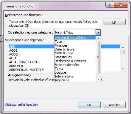 Les dys et les mathématiques au clavier Fonctions Menu Excel 1